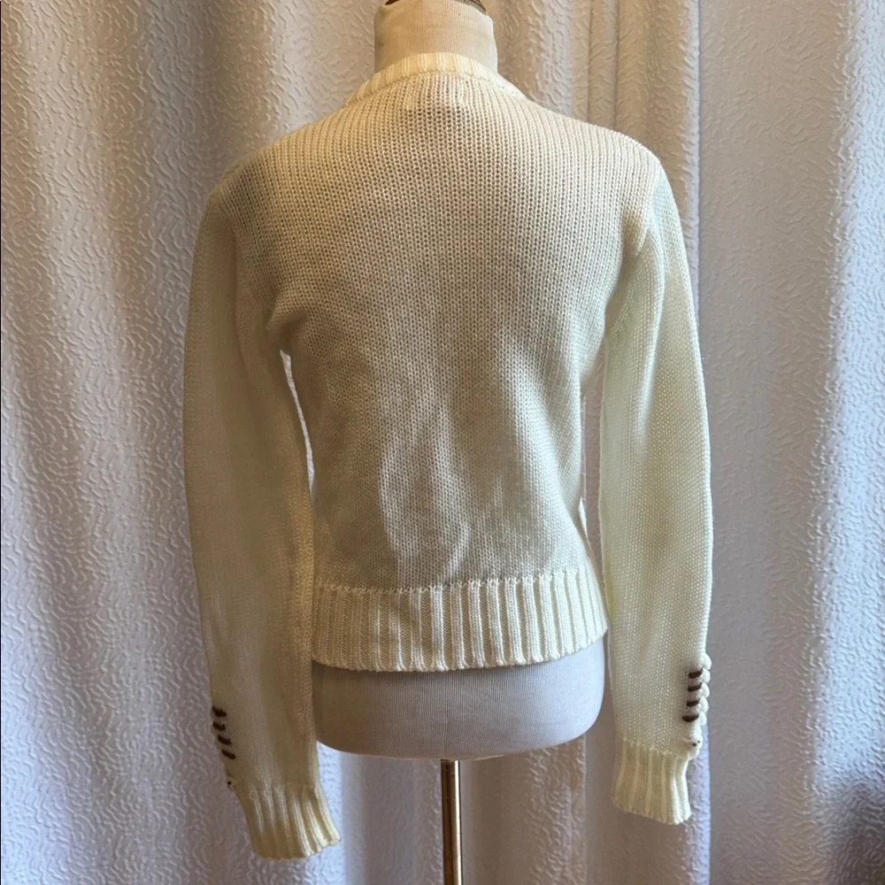 Vintage Hand Knit Cream Cardigan with Embroidered Details - Picture 5 of 7